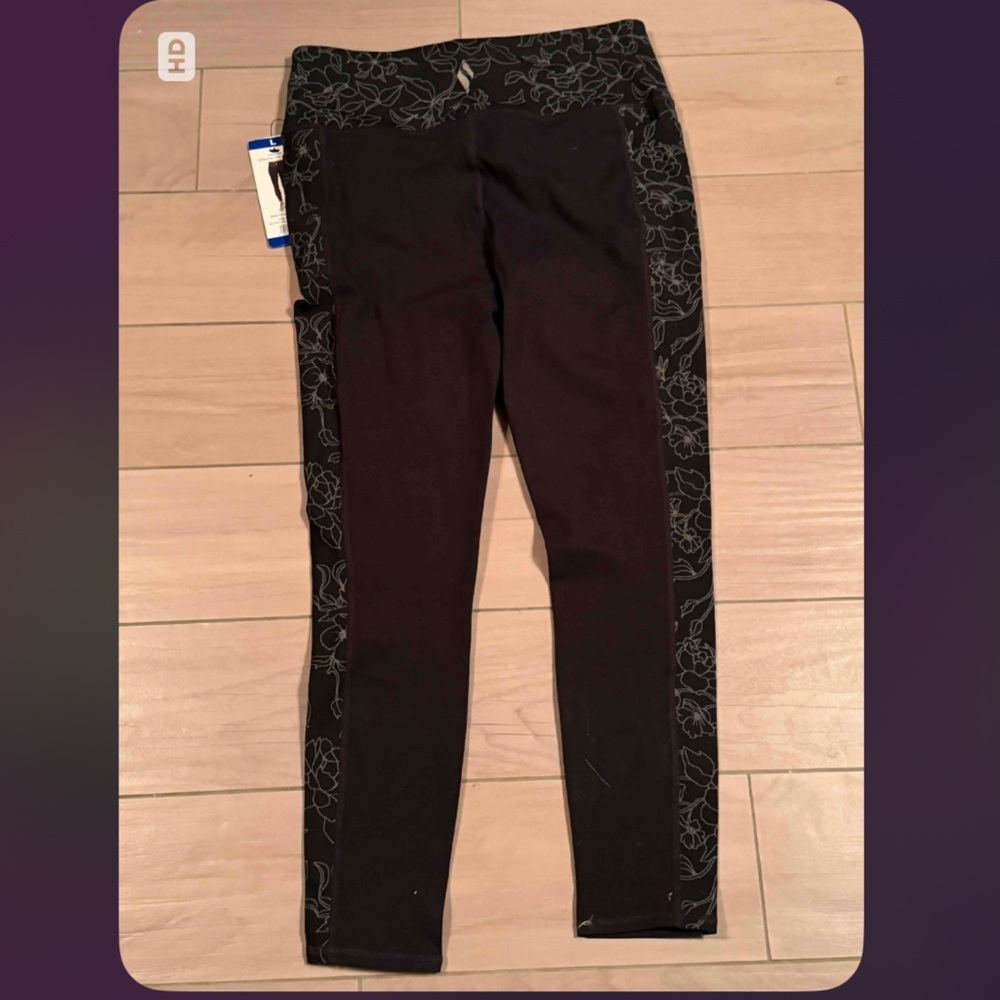 Sketchers Black Floral Women's Pants LARGE